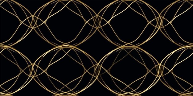 Padrão de fundo de ouro preto de luxo linha geométrica sem costura círculo vetor de design abstrato