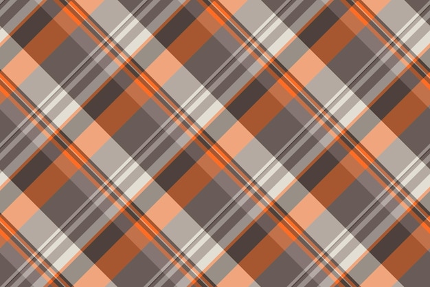 Padrão de fundo de textura de xadrez vetorial sem costura com um tartan de verificação têxtil em cores pastel e laranja