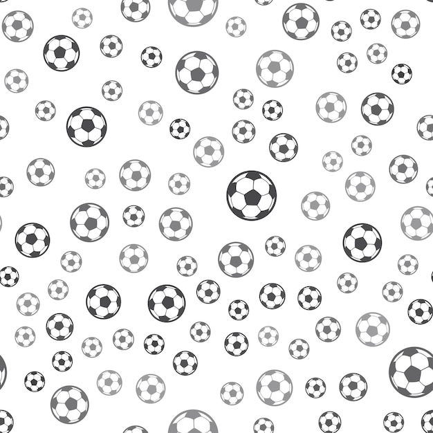 Vetor padrão de futebol sem emenda em um fundo branco. design criativo do ícone do futebol simples. pode ser usado para papel de parede, fundo de página da web, têxtil, impressão ui / ux