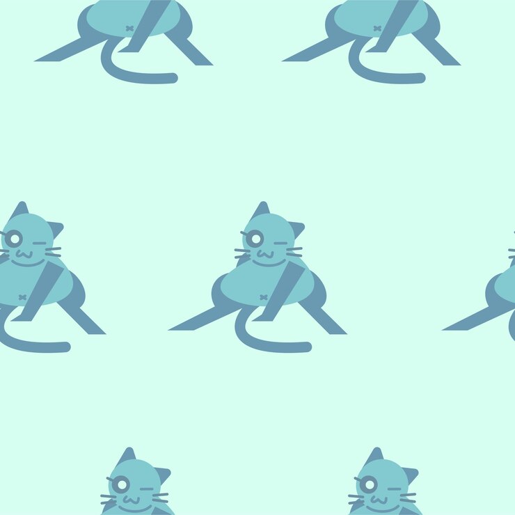 Vetor padrão de gato bonito padrão de ilustração plana pintura sem costura padrão de gato fofo xa