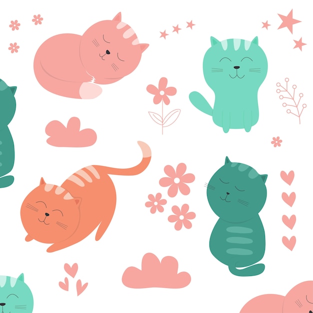 Padrão de gatos adorável vector estoque