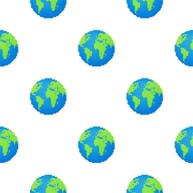 Padrão de globos da terra sobre fundo branco. ícone do planeta terra plana. ilustração vetorial.