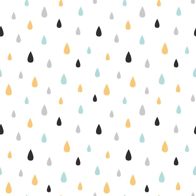 Padrão de gotas de chuva coloridas sem costura, design para scrapbooking, cobertor infantil, cartões, tecido, têxtil