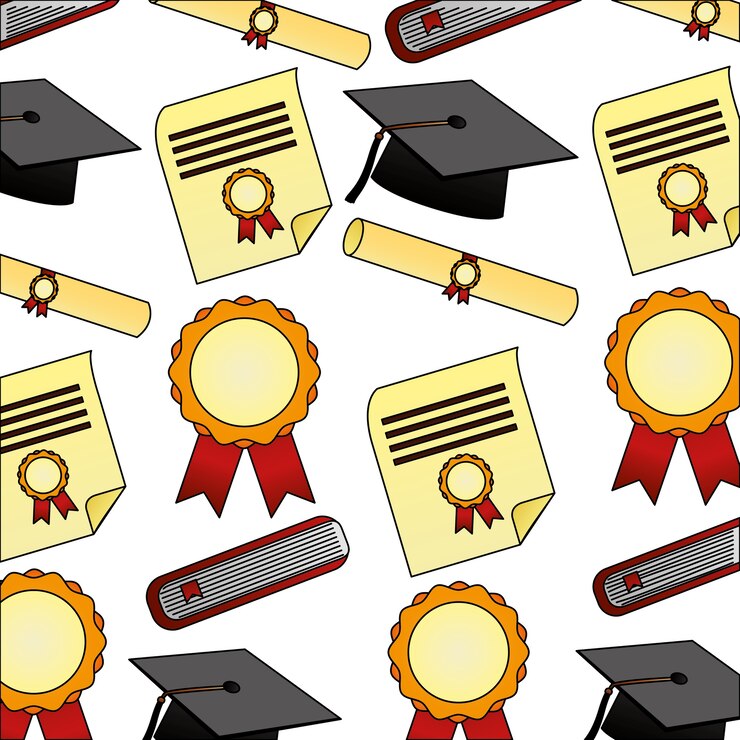 Vetor padrão de graduação de diploma de pergaminho