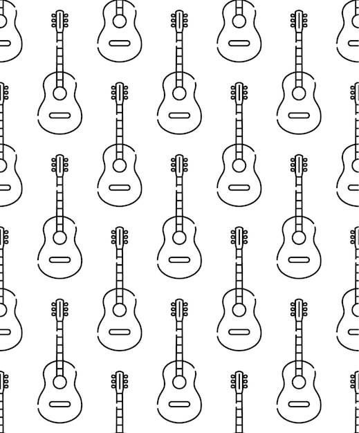 Padrão de guitarras sem costura vetorial e notas musicais