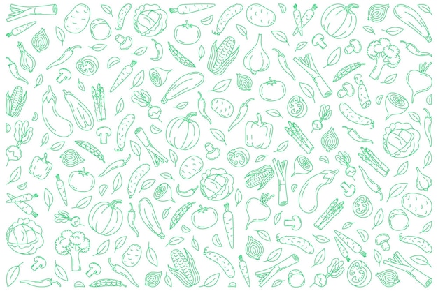 Padrão de legumes Ilustração para fundos cartões cartazes bandeiras Comer saudável Ícones vetoriais