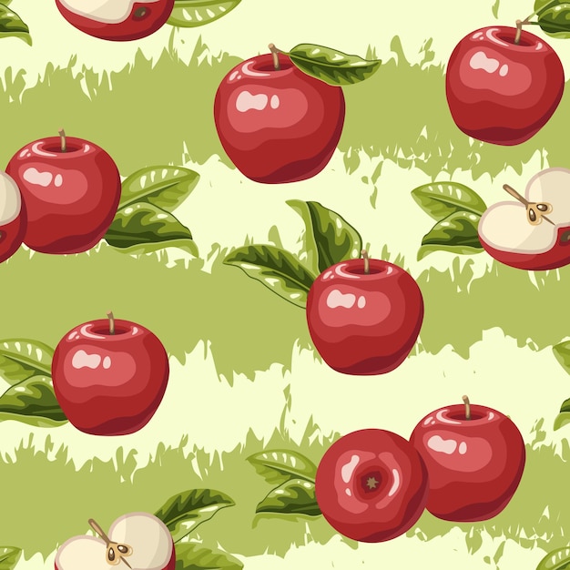 Vetor padrão de maçãs vermelhas inteiras e lobadas