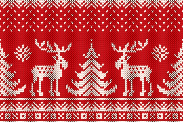 Padrão de malha sem costura de Natal com árvores de Natal e alces