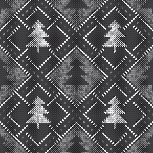 Padrão de malha tradicional fair isle textura de tricô sem costura com tons de cinza