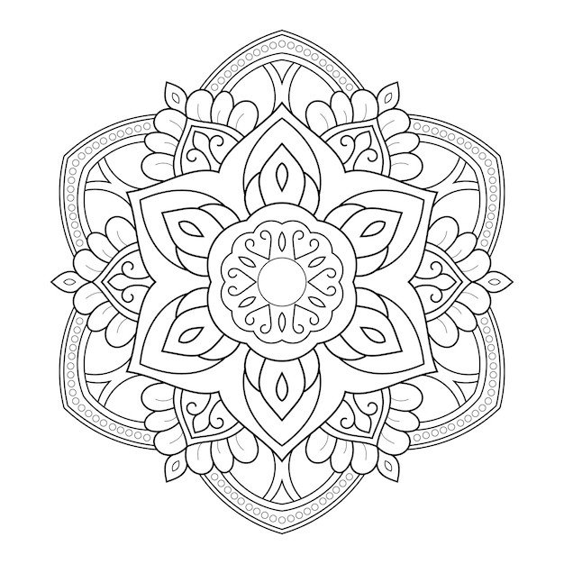 Padrão de mandala de design de fundo floral com arte de linha preta e branca indiana de estilo étnico árabe