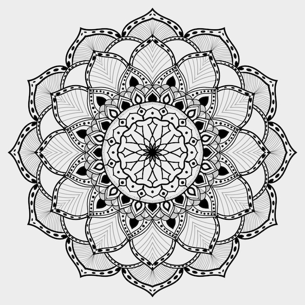 Padrão de mandala de estilo arabesco étnico fundo de luxo estilo flor decorativo trishul symb alpona