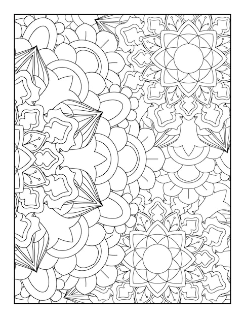 Padrão de mandala floral para colorir página para colorir floral livro para colorir adulto