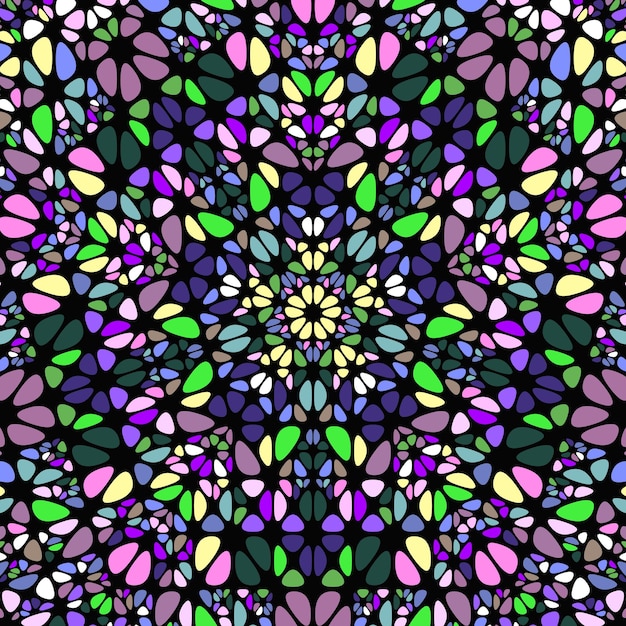 Padrão de mosaico floral circular abstrato geométrico fundo colorido design gráfico psicodélico