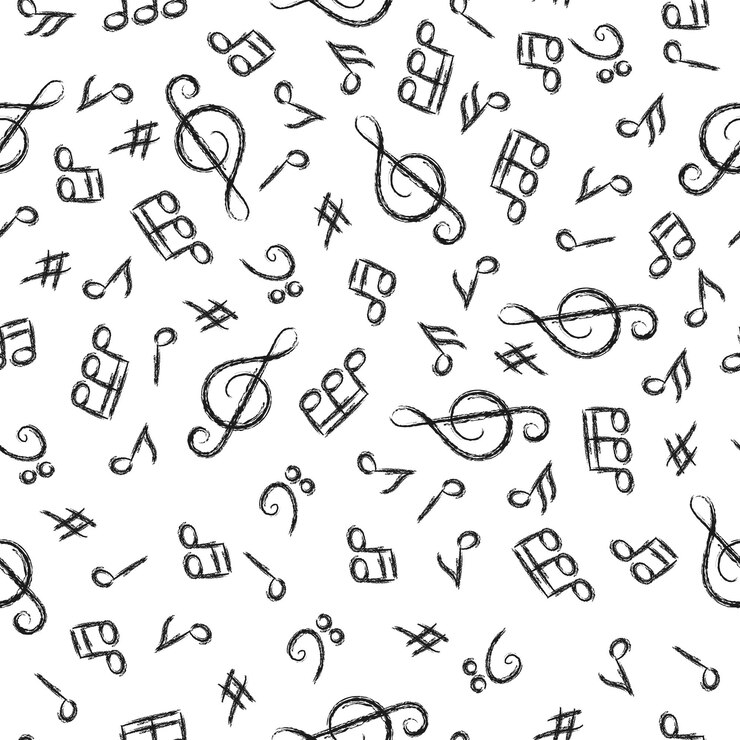 Vetor padrão de música sem costura para texturas e embalagens de fundos simples