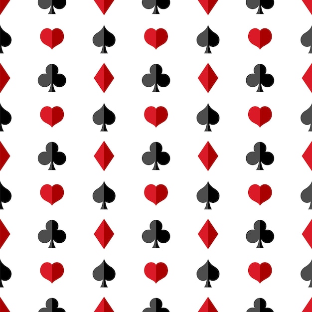 Padrão de naipes de cartas de baralho sem costura vetorial