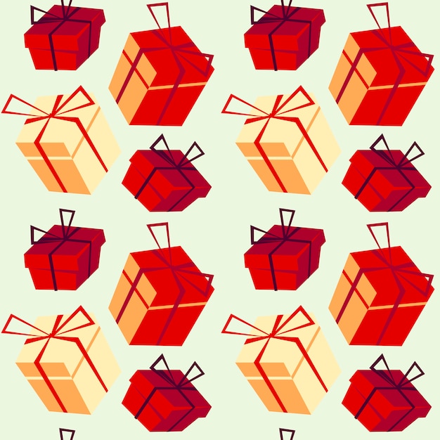 Vetor padrão de natal com caixas psent desenhadas à mão