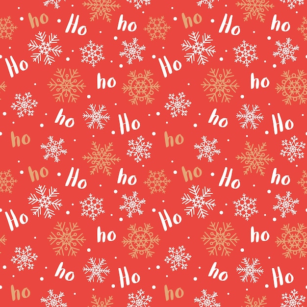 Padrão de natal ho-ho-ho com letras e flocos de neve. ilustração vetorial