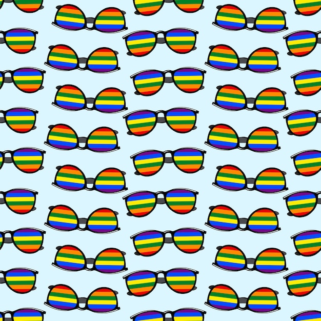 Vetor padrão de óculos de sol com bandeira lgbt de arco-íris.