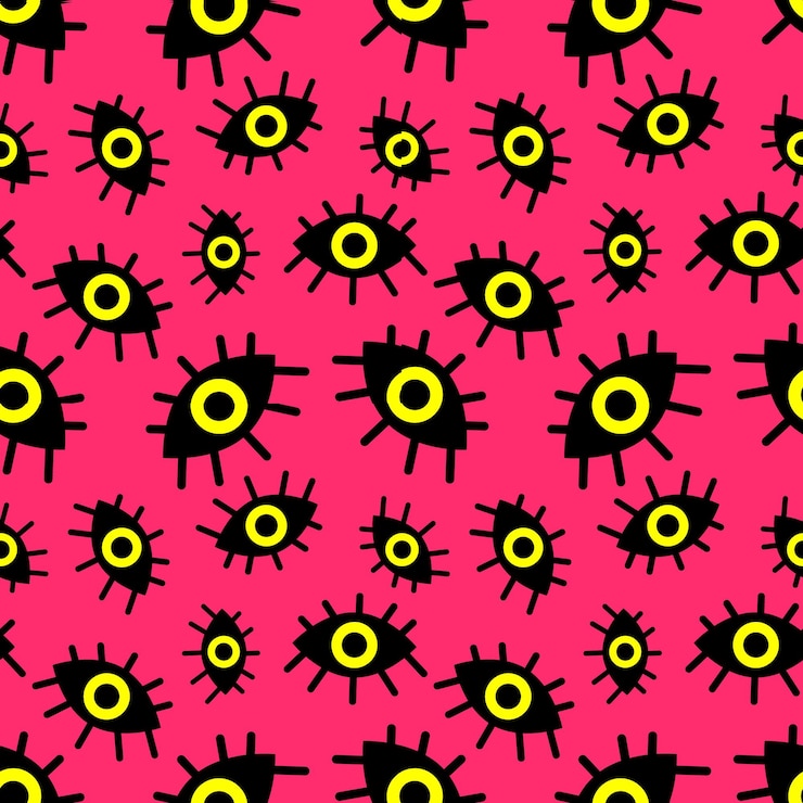 Vetor padrão de olhos abstratos em um fundo rosa