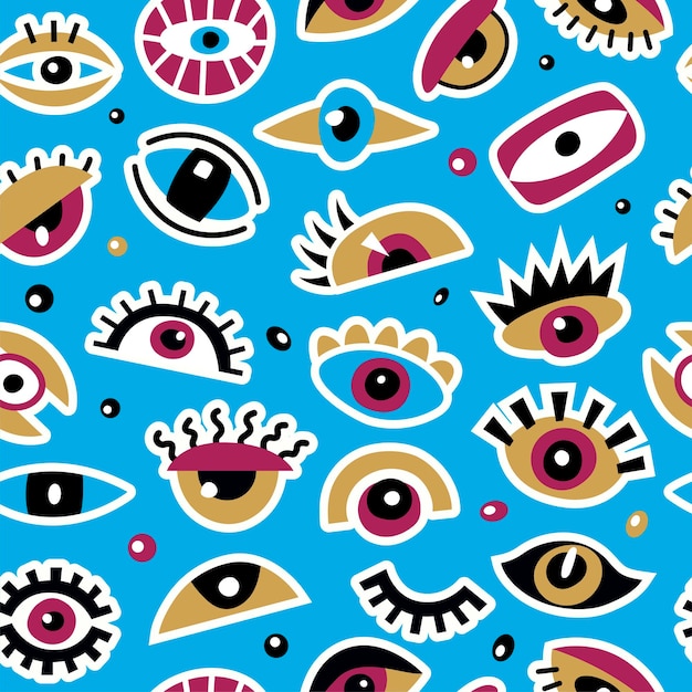 Padrão de olhos Símbolos ópticos coloridos olhos focados lente recente vector fundo transparente Ilustração do padrão gráfico do globo ocular decorativo