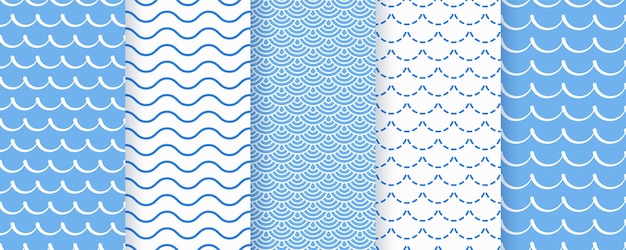 Padrão de onda perfeita. texturas onduladas azuis. estampas geométricas do mar.