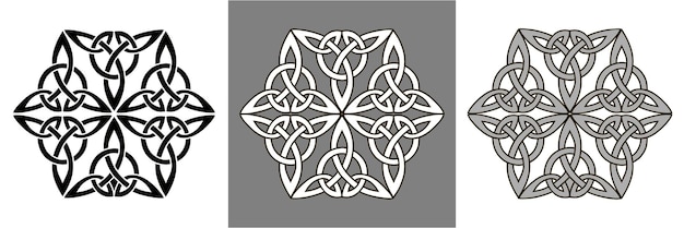 Vetor padrão de ornamento de nó celta irlandês símbolo de nó celta trindade linha vetorial de desenho de logotipo conjunto de elementos de design