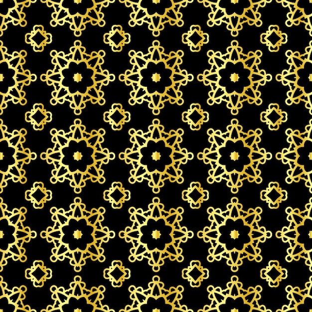 Padrão de ornamento preto e dourado design plano de fundo simples e sem costura pronto para imprimir