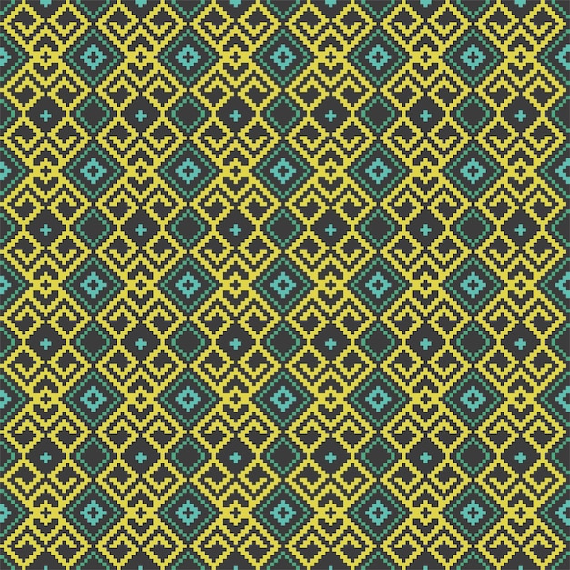 Padrão de ornamentos étnicos Repita o padrão de cores amarelo verde azul e preto