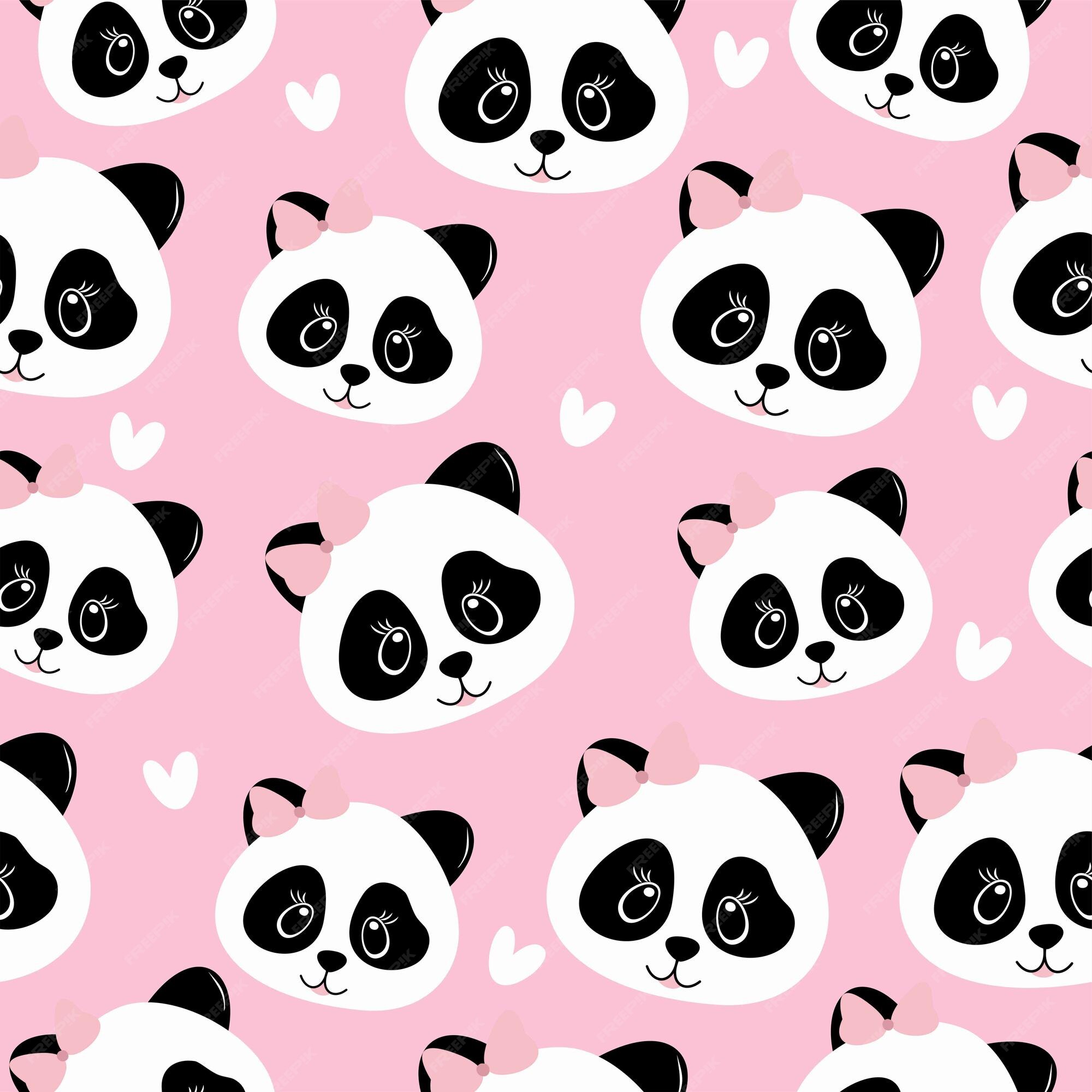 padrão de rosto de panda rosa 1395068 Vetor no Vecteezy