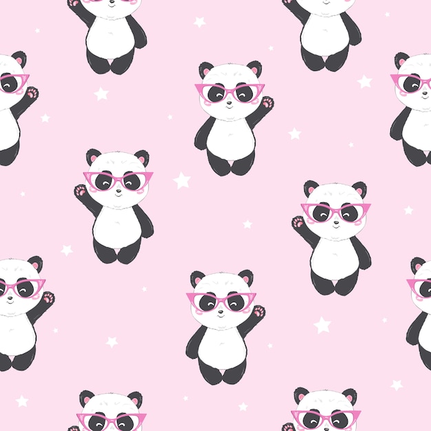 Panda bonito sem costura de fundo, ilustração vetorial de ursos panda dos  desenhos animados, crianças criativas para tecido, embrulho, têxtil, papel  de parede, vestuário. 7888285 Vetor no Vecteezy