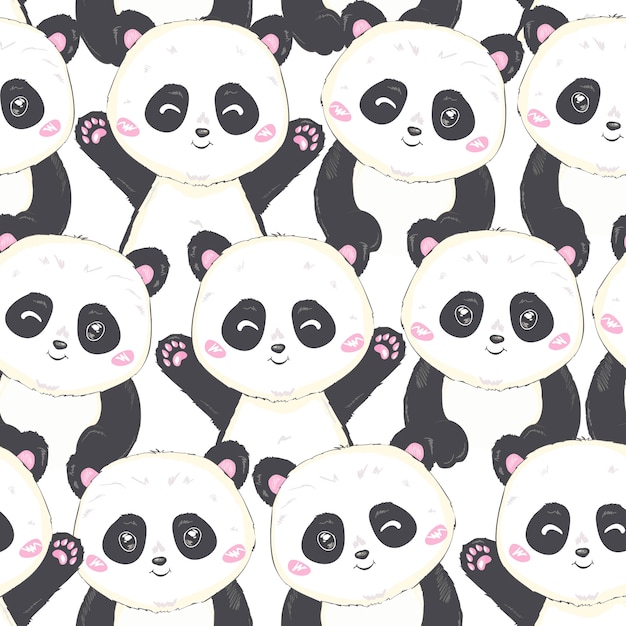 Padrão de panda sem emenda de desenhos animados