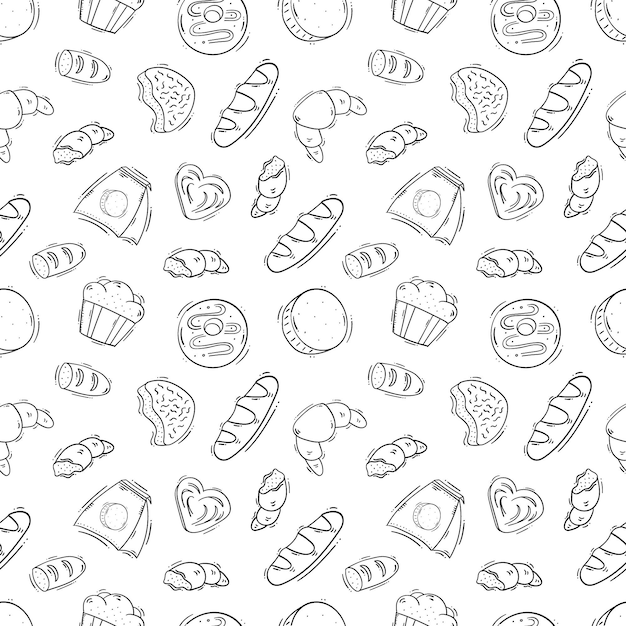 padrão de pão sem costura desenho de padaria padrão de padaria fundo