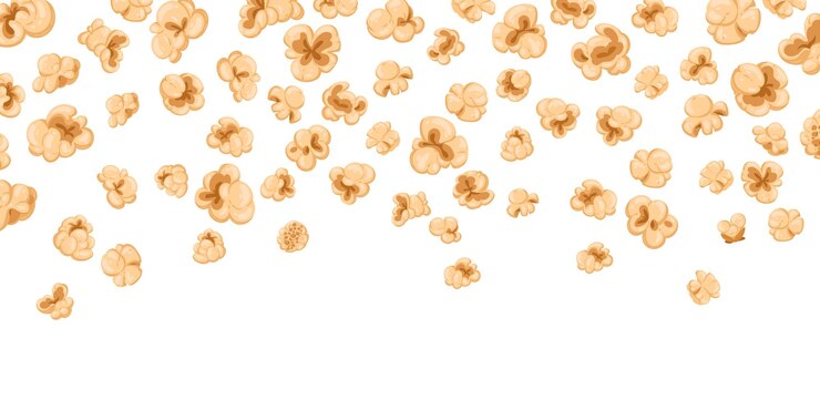 Vetor padrão de pipoca desenho animado caindo pipoca salgada ou pipoca doce lanche ilustração de fundo vetorial plana