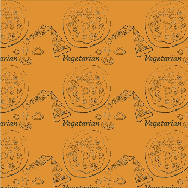 Vetor padrão de pizza vegetariana