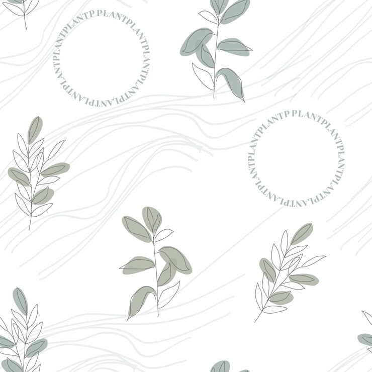 Vetor padrão de plantas orgânicas abstratas fundo branco