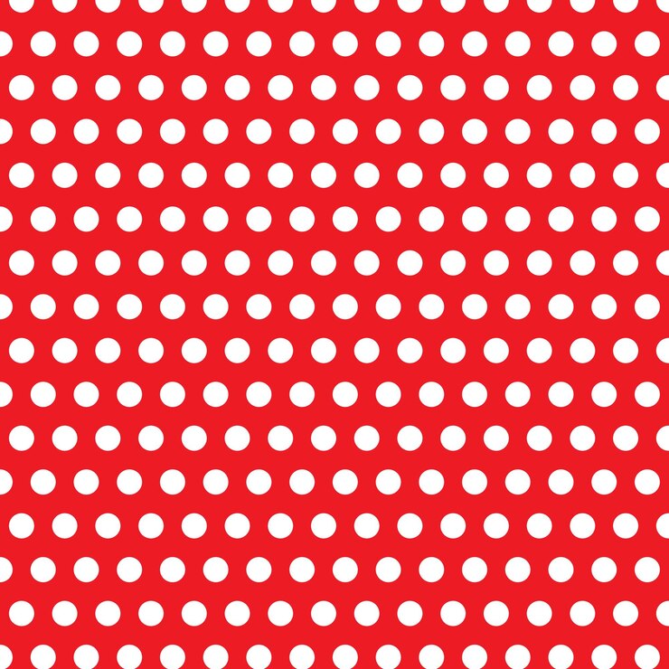 Vetor padrão de pontos polka de cor branca simples e abstrato moderno em fundo de cor vermelha