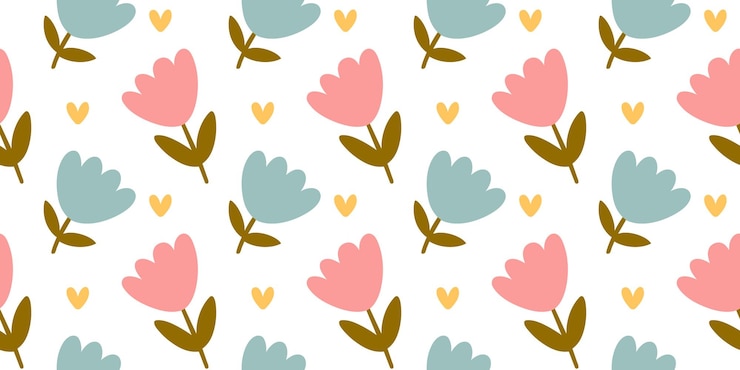 Vetor padrão de primavera com flores carinhosas em tons pastel em fundo branco impressão de primavera