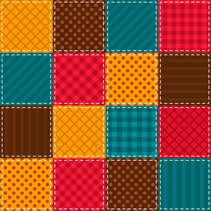 Vetor padrão de retalhos coloridos em estilo retrô para oleado de toalha de mesa ou outro design têxtil