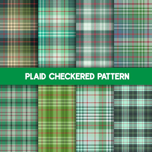 Padrão de Tartan e coleção verde sem costura.