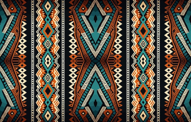 Padrão de tecido étnico sem costura Abstrato tradicional folclórico antigo vintage retrô linha gráfica têxtil