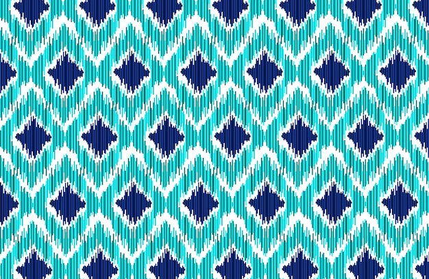 Padrão de tecido Ikat azul sem costura