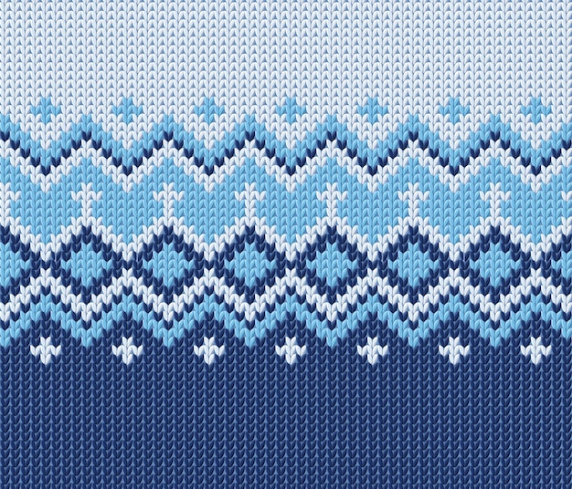 Padrão de tricô azul para camisola de inverno nórdico ilustração vetorial de fundo com textura de lã