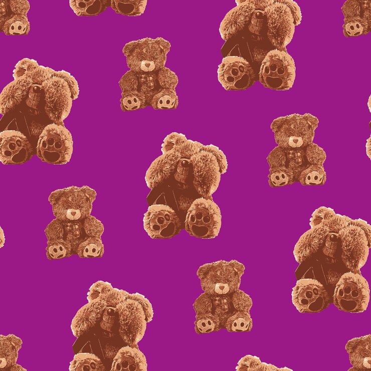 Vetor padrão de urso de pelúcia sem costura 098