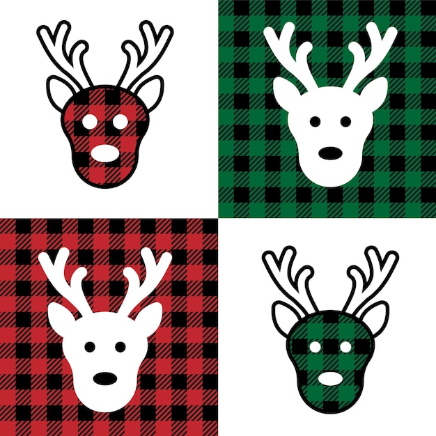 Padrão de veado no fundo buffalo plaid festive para design e impressão