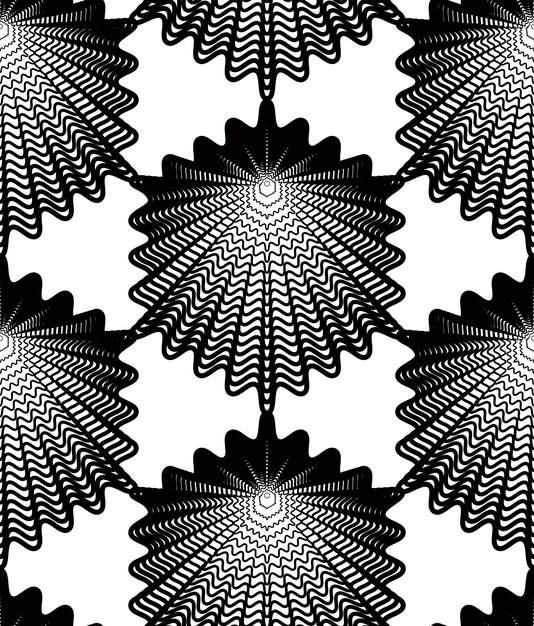 Padrão de vetor com linhas gráficas pretas, abstrato decorativo com figuras geométricas. Pano de fundo sem costura ornamental monocromático, pode ser usado para design e têxtil.