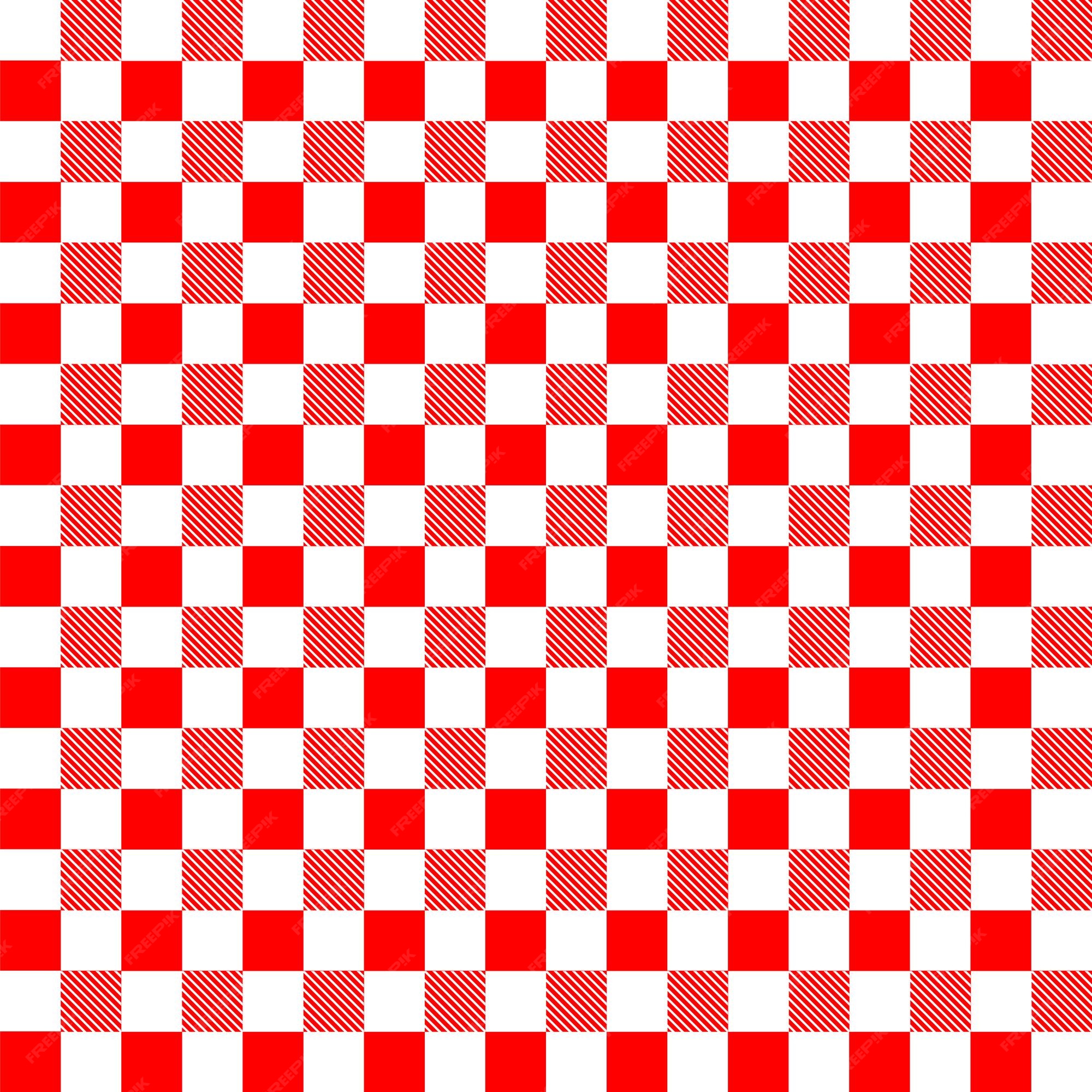 Vetor de fundo de textura de padrão de tecido xadrez quadrado vermelho e  branco