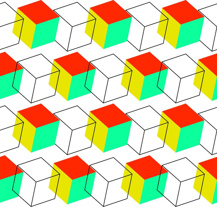 Vetor padrão de vetor sem costura feito de cubos 3d