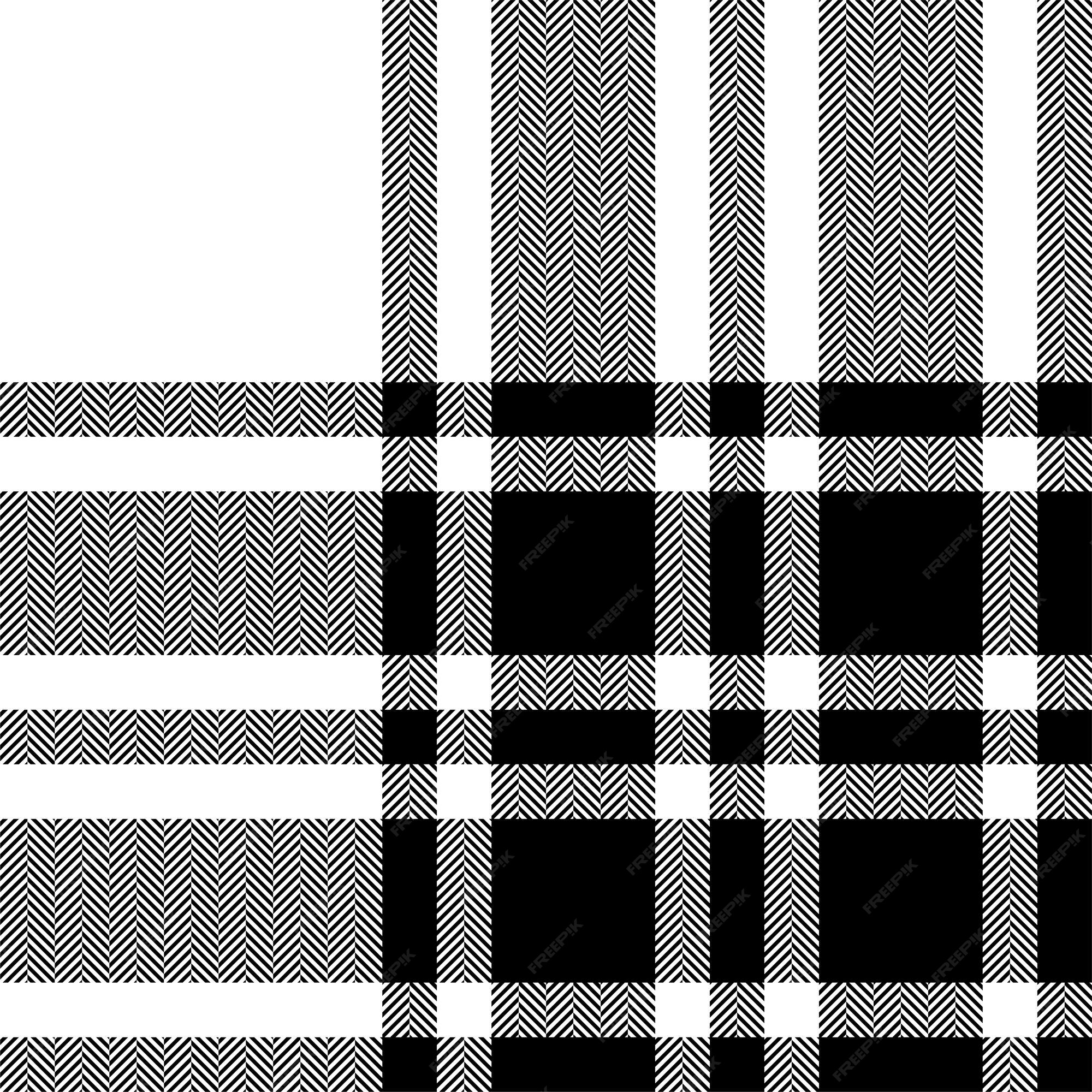 Tartan xadrez preto branco tecido textura sem costura padrão