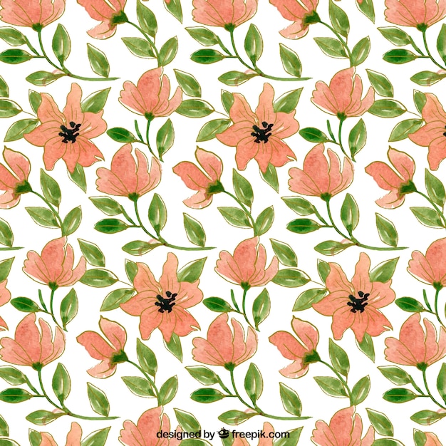 padrão decorativo de flores e folhas de aquarela