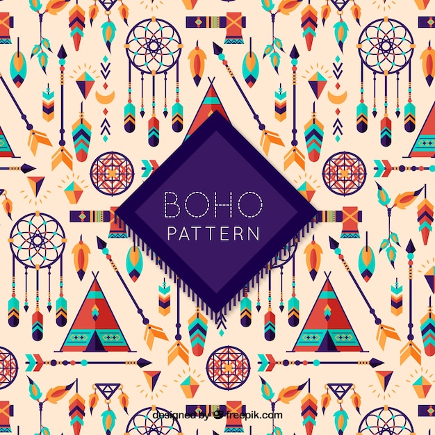 Vetor padrão decorativo no estilo boho